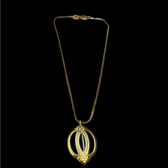 Givenchy Jewelry - Givenchy 1980 Gold and Black Pendant Necklace